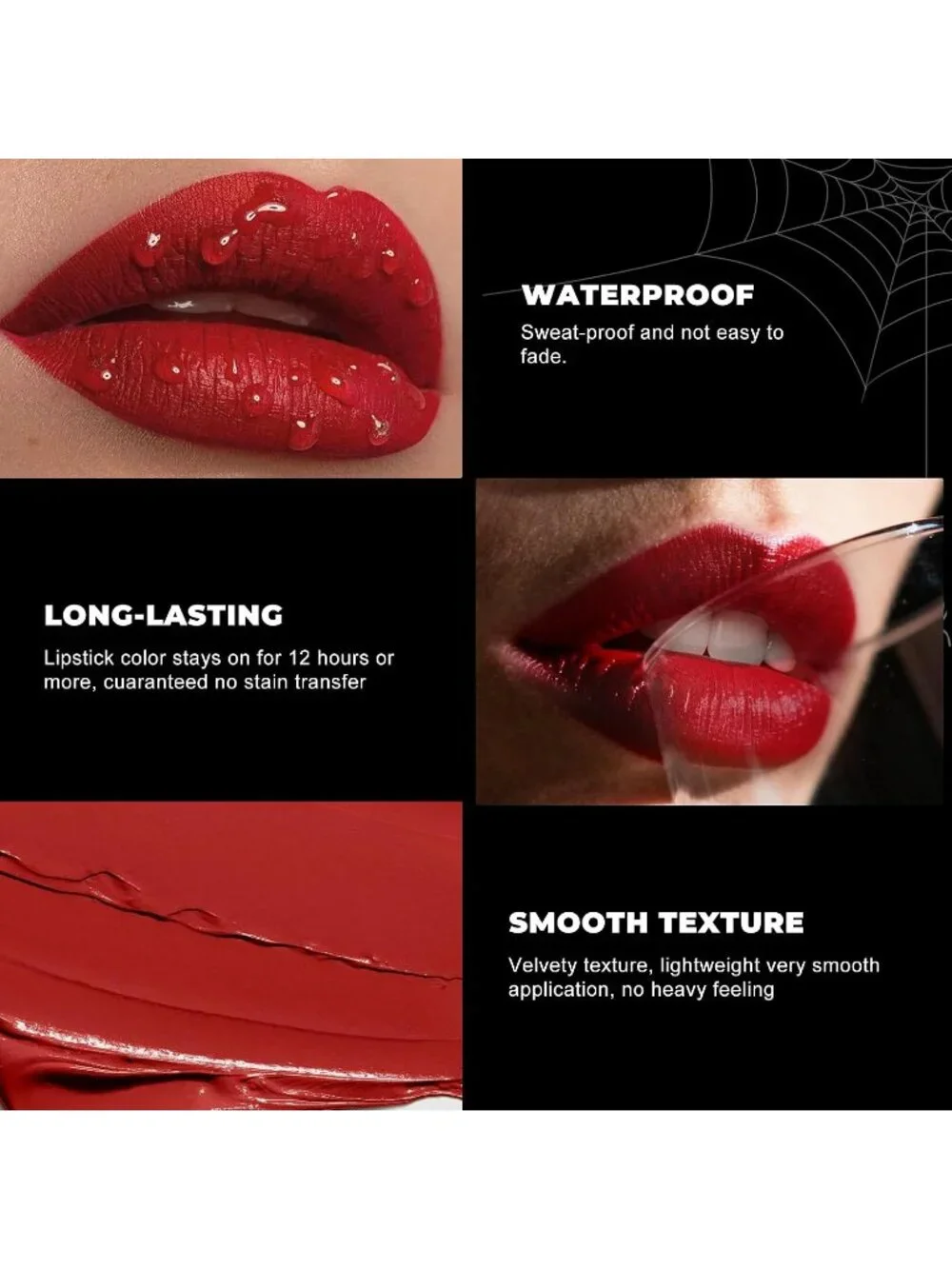 Women's Shimmer Black Gradient Matte Lip Liner Combo Long Lasting Lip Stick